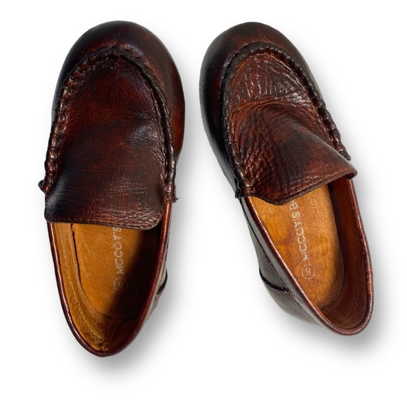 McCoy’s Boys Classic Leather Loafers Chocolate Brown Size 8 Rubber Sole - Picture 7 of 10